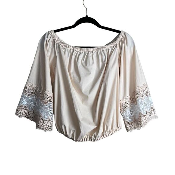 Express Pink Lace Peasant Blouse Small EUC - Picture 5 of 7